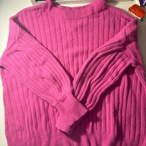Aerie pink wool balloon sleeve sweater